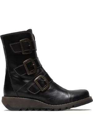 Fly London Damen SCOP110 Chelsea-Bikerstiefel aus Leder mit Knöchelriemen und Reißverschluss