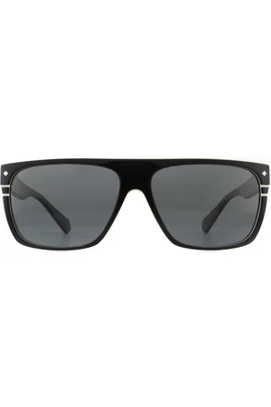 Polaroid Rectangle Mens Elfenbein Grau Polarisierte Sonnenbrille