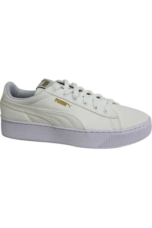 PUMA Vikky Plattform CV Schnürung von weißen Damen Textil Trainern 365603 01 P3B