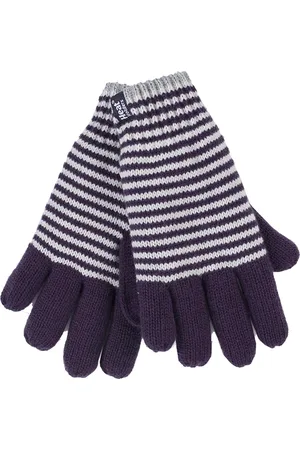 Heat Holders Gestreifte, mit Fleece gefütterte Thermohandschuhe für Damen