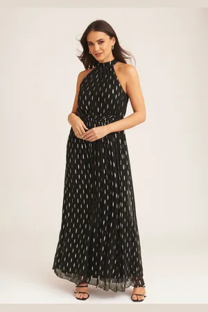 Gini London Jacquard-Maxikleid mit Neckholder