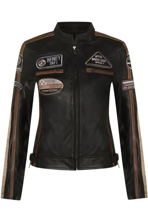 Infinity Damen-Lederjacke mit Biker-Rennabzeichen-Agadir