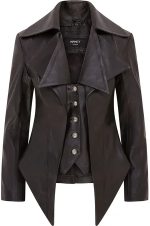 Infinity Mittellange Gothic-Lederjacke im Edwardian-Stil für Damen - Sandvika