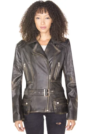 Infinity Lange Damen-Bikerjacke aus Leder – Quito