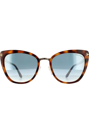 Tom Ford Cat Eye Womens Blonde Havanna Grün Spiegel Sonnenbrille