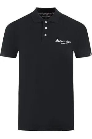 Aquascutum London Klassisches schwarzes Poloshirt