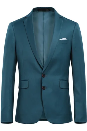 Allthemen Einreihiger Blazer mit zwei Knöpfen für Herren in einfarbigem Marineblau