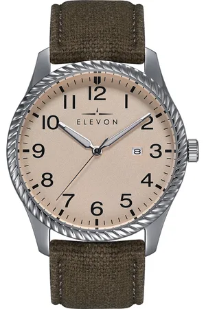 ELEVON Montre Crosswind avec bracelet en cuir recouvert de toile et date