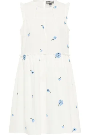 Dreimaster Midikleid Damen Wollweiss Blau