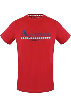 Aquascutum Check Strip Logo Rotes T-Shirt
