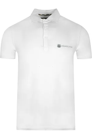 Aquascutum Aldis Crest Block Logo Weißes Poloshirt