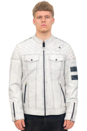 Infinity Herren Vintage gesteppte Leder-Rennjacke-Cardiff