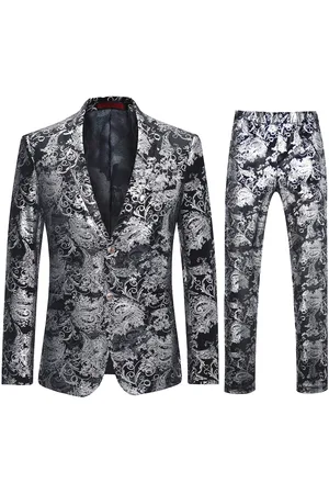 Allthemen Eleganter zweiteiliger Anzug im Slim Fit mit Blumenmuster in – Stilvoll