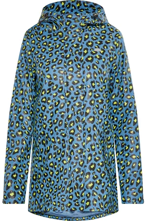 Schmuddelwedda Regenjacke Damen Stahlblau Limette Leo