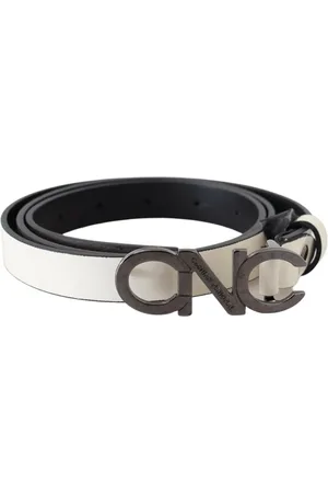 Costume National Grauer Leder-Logo-Gurtel