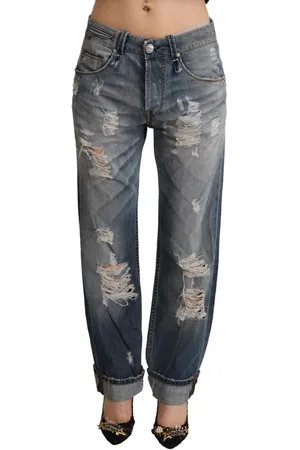 ACHT Zerfetzte Jeans aus geradem Denim aus Baumwolle mit mittlerer Taille