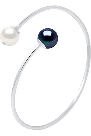 Diadema Armband - Du & Ich - Silber - Echte Süßwasserperlen - Schwarz & Weiß
