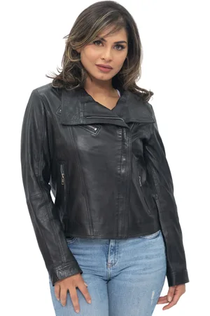 Infinity Damen-Bikerjacke aus Leder mit Schalkragen – Riga