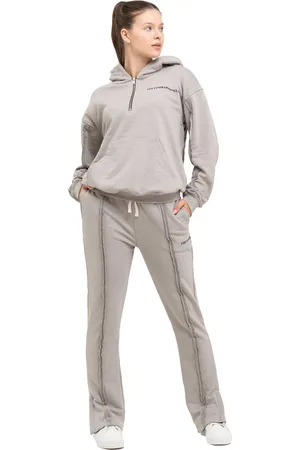 Tom Barron Damen-Trainingsanzug-Set mit Viertelreißverschluss und Logo in Oversize