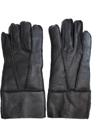 Infinity Schwarze Unisex-Handschuhe aus Schaffell mit aufrollbarer Manschette