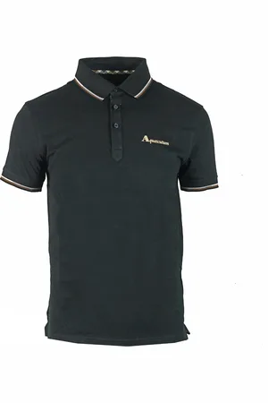 Aquascutum Markenlogo Schwarzes Poloshirt
