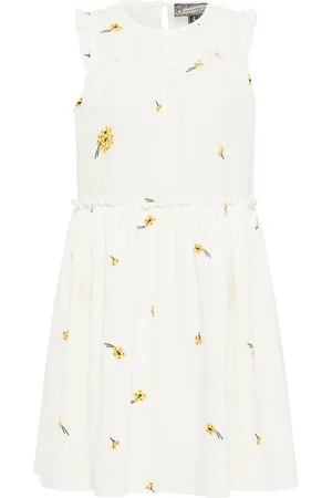 Dreimaster Midikleid Damen Wollweiss Gelb