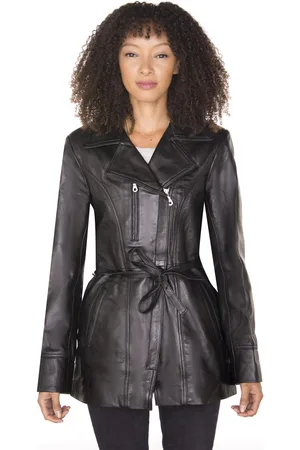 Infinity Lange Damen-Bikerjacke aus Leder – Muskat