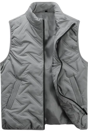 Allthemen Herren Casual Stehkragen Einfarbig Ärmellose Polyester Weste