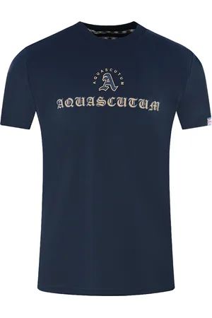 Aquascutum Script Logo Marineblaues T-Shirt