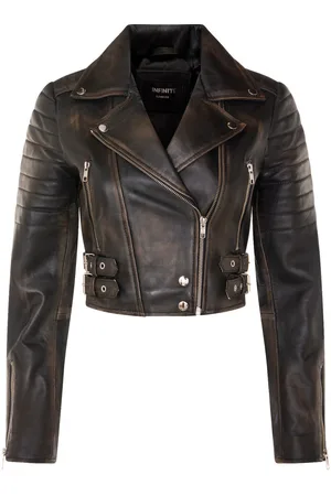Infinity Damen Brando Kurze Lederjacke-Longtown