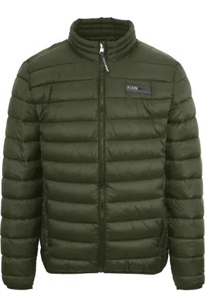 Philipp Plein Patch Logo Dunne wattierte grune Jacke