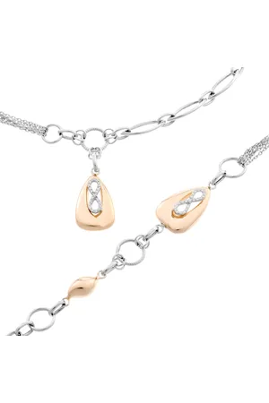 ORPHELIA Damen-Set aus 925er Sterlingsilber: Kette + Armband – Silber/Rosé SET-048