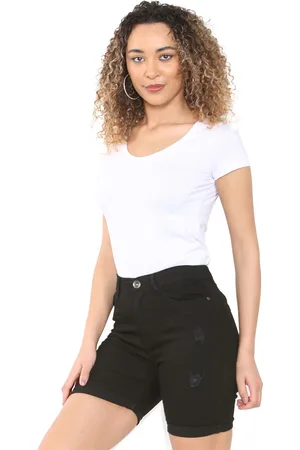 Enzo | Womens Ripped Denim Shorts