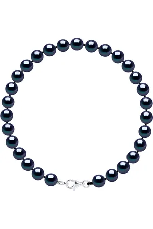 Diadema Armband - Echte Süßwasserperlen - Schwarzer Tahitian Style - Silber