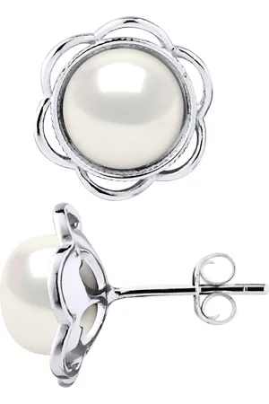 Diadema Ohrstecker FLOWER Süßwasserperlen Knöpfe 8-9mm 925