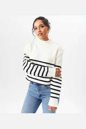 Gini London Hochgeschlossener Streifen-Pullover in Übergröße