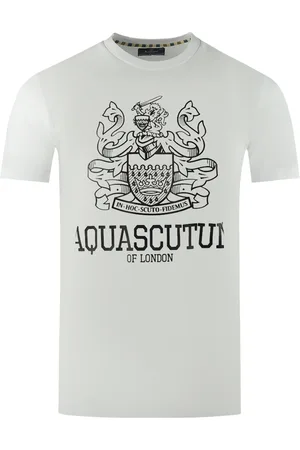 Aquascutum Large Bold London Aldis Brand Logo Weißes T-Shirt