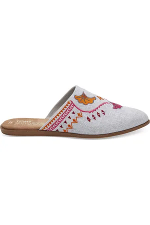 TOMS Chambray Jutti Mule Grey Womens Flip-Flops