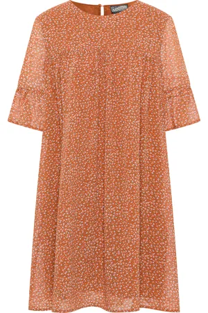Dreimaster Kleid Damen Orange Mehrfarbig