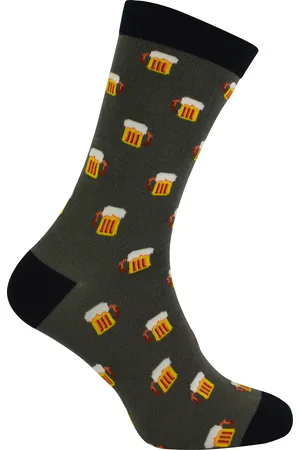 Mr Heron Herr Heron - Herren Bambus Socken | Neuheit Funky Socken | Gemusterte Argyle gestreifte Socken | Atmungsaktiv Weich | Geschenke für Ihn - Bier