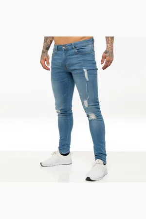 Enzo Herren Skinny Ripped Jeans