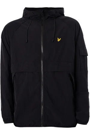 Lyle & Scott Tiefschwarze Winbreaker-Jacke mit Kapuze und -Logo