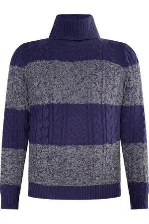 MO Pullover mit Zopfstrick Herren Grau Melange