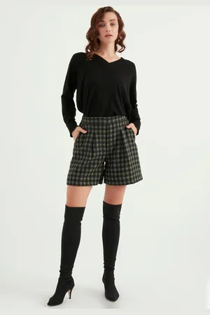 HERITA Gemusterte Shorts mit Plissee-Detail