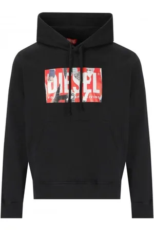 Diesel Schwarzer Kapuzenpullover mit zerrissenem -Logo