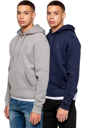 Enzo Kruze | 2er-Pack Herren Pullover Hoodie - NVY/GRY