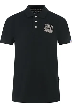 Aquascutum Branded Sleeve Schwarzes Poloshirt