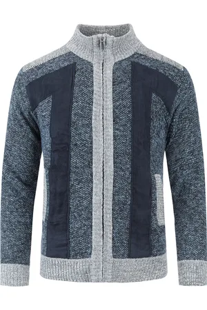 Allthemen Herren Strickjacke mit Reißverschluss Stehkragen Cardigan Grobstrick Gefüttert Pullover für den Winter