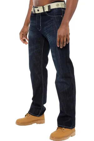 Enzo | Herren Regular Fit Denim Jeans mit Gürtel - Dunkelblau