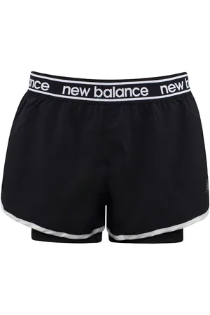 New Balance Neues Balance -Logo schwarzer Stretch Taille Womens unerbittlich 2in1 Shorts WS01177 Bk